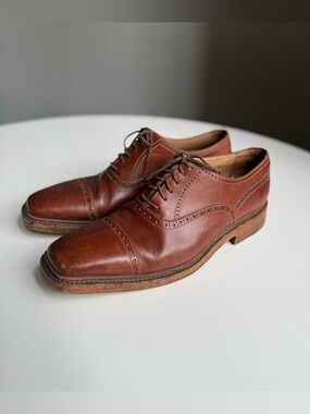 To Boot New York Derrick 9 1/2 Hand Made Italy Brown Leather Oxford Dress Shoes